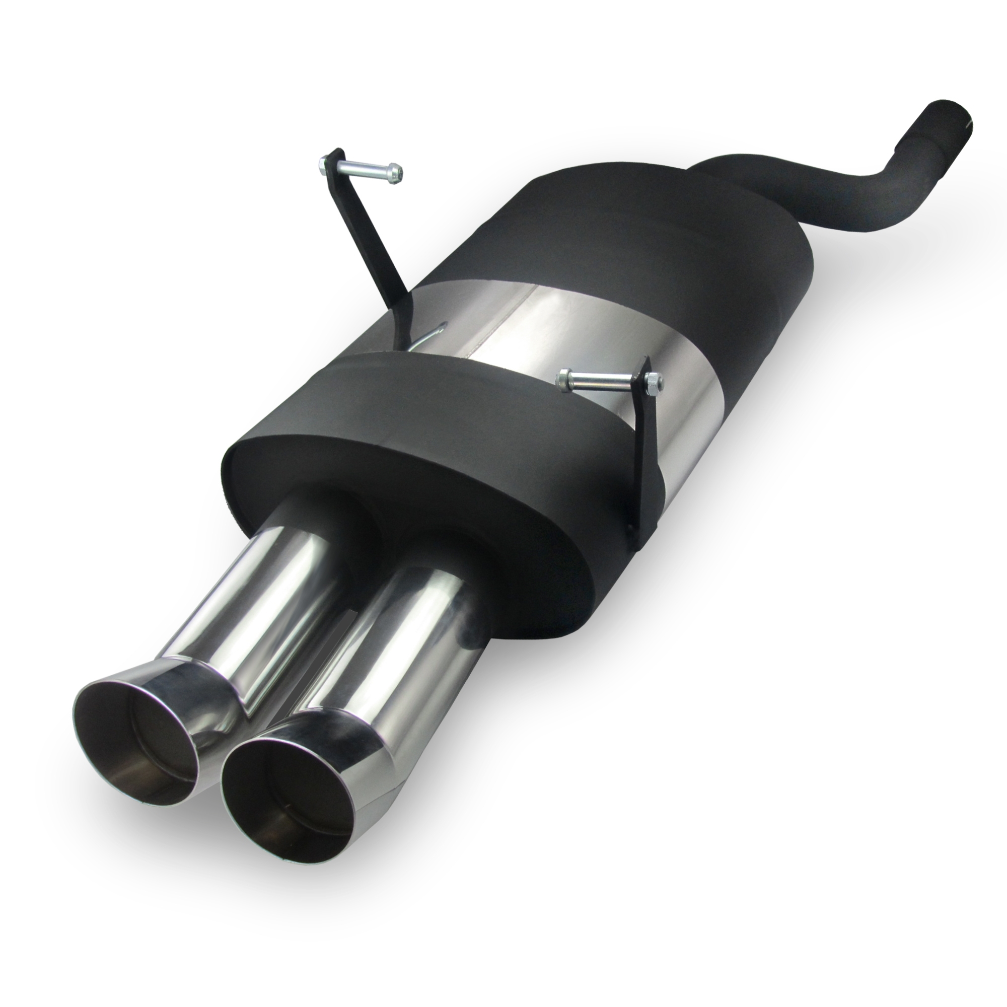 Stainless Steel Rear Muffler With 2x 76mm Tailpipes DTM Look Suitable