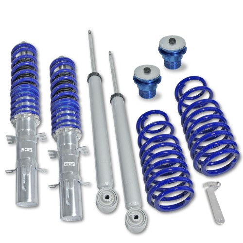 Kit Suspension Combiné Fileté Blueline Réglable en Hauteur - Amortisseurs  et Ressorts Avant et Arrière approprié pour Audi S4 B9 berline 2016-, corps  d'amortisseur avant Ø 48,6/ 53 mm, pas compatible avec