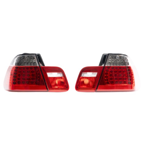 Feux arrière, LED, BMW E46/4 05.98-09.01, verre lisse/rouge/clair (4 pièces) approprié pour BMW E46 Limo, Bj.: 1998-2001