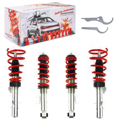 Kit suspension combiné fileté Redline  Amortisseurs filetés / filetés - Qualité Allemande approprié pour  Mini One/ Cooper/ Cabrio Typ R50/56, 2002-, (Homologation)