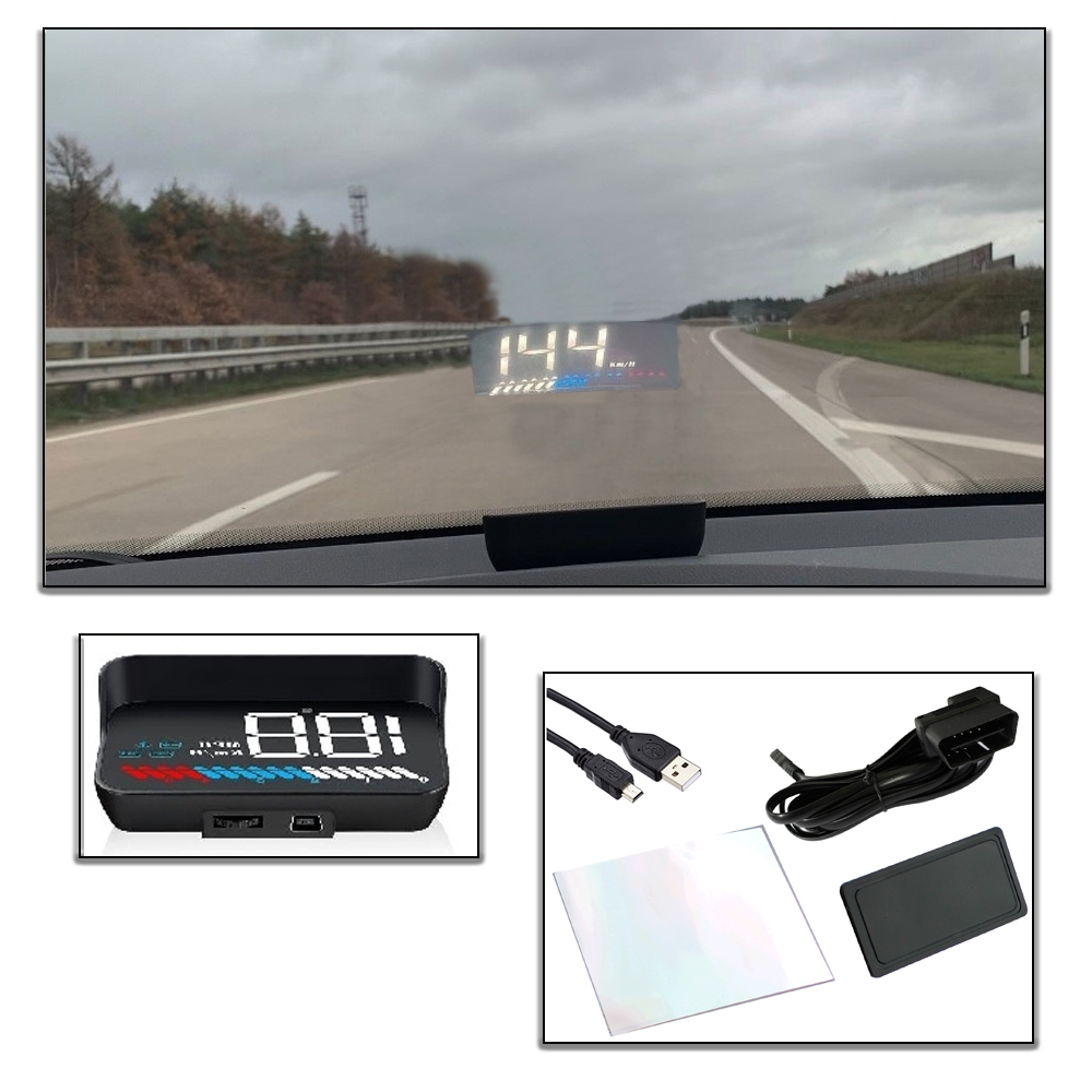 Auto Head Up Display, Digitale Anzeige: OBD 2 & GPS HUD  Geschwindigkeitsmesser, Drehzahlmesser, Batteriespannung, Wassertemperatur