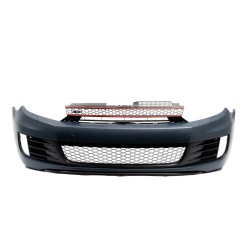 Front bumper in sports design, with grill, for headlight cleaning system without PDC suitable for VW Golf MK6