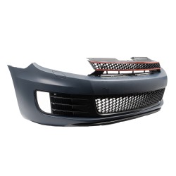 Front bumper in sports design, with grill, for headlight cleaning system without PDC suitable for VW Golf MK6