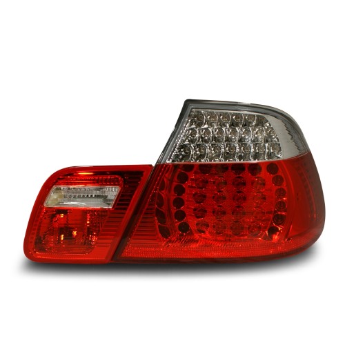 LED Rückleuchten Klarglas, Weiß/ Rot passend für E46 Cabrio passend für BMW E46, 3er, Cabrio, Bj.: 04/2000-03.2003